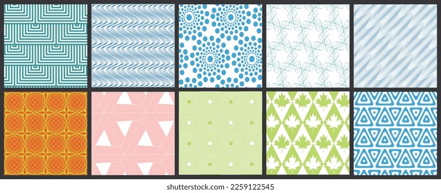 Simple geometric texture. Collection of seamless geometric minimalistic patterns. Backgrounds and wallpapers. Textile ornament. Properly grouped and layered drag and drop to the swatch pallet.