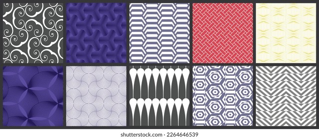 Simple geometric texture. Collection of seamless geometric minimalistic patterns. Backgrounds and wallpapers. Textile ornament. Properly grouped and layered drag and drop to the swatch pallet.