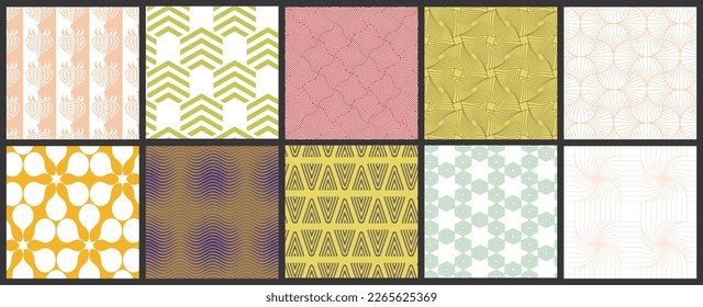 Simple geometric texture. Collection of seamless geometric minimalistic patterns. Backgrounds and wallpapers. Textile ornament. Properly grouped and layered drag and drop to the swatch pallet.