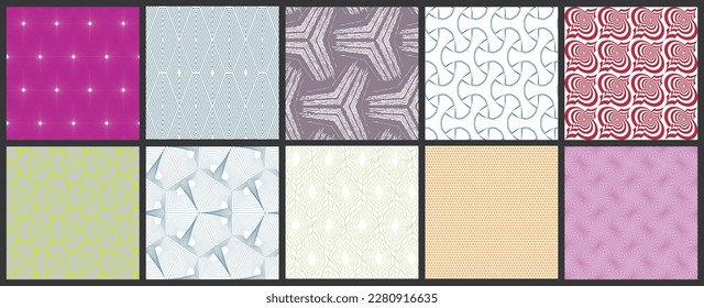 Simple geometric texture. Collection of seamless geometric minimalistic patterns. Backgrounds and wallpapers. Textile ornament. Properly grouped and layered drag and drop to the swatch pallet.