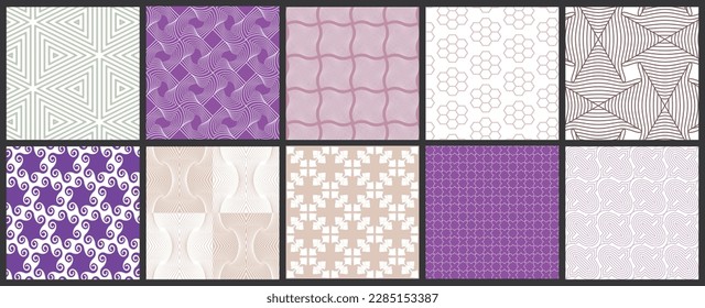 Simple geometric texture. Collection of seamless geometric minimalistic patterns. Backgrounds and wallpapers. Textile ornament. Properly grouped and layered drag and drop to the swatch pallet.