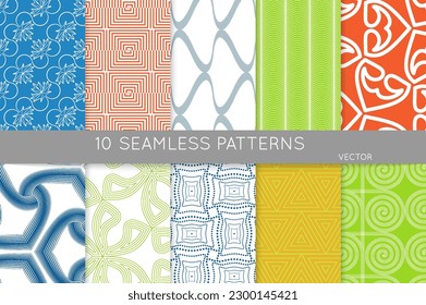 Simple geometric texture. Collection of seamless geometric minimalistic patterns. Backgrounds and wallpapers. Textile ornament. Properly grouped and layered drag and drop to the swatch pallet.