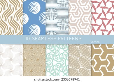 Simple geometric texture. Collection of seamless geometric minimalistic patterns. Backgrounds and wallpapers. Textile ornament. Properly grouped and layered drag and drop to the swatch pallet.