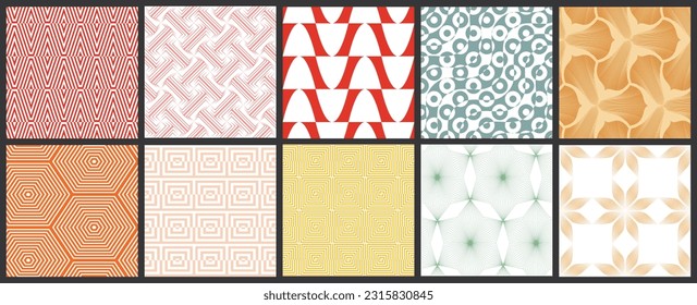 Simple geometric texture. Collection of seamless geometric minimalistic patterns. Backgrounds and wallpapers. Textile ornament. Properly grouped and layered drag and drop to the swatch pallet.