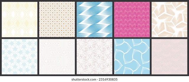 Simple geometric texture. Collection of seamless geometric minimalistic patterns. Backgrounds and wallpapers. Textile ornament. Properly grouped and layered drag and drop to the swatch pallet.