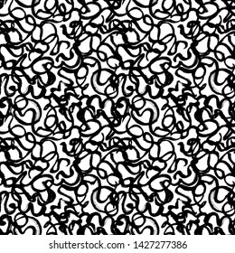 Simple geometric texture with doodles and freehands swirls. Modern monochrome background. Vector ornament for wrapping paper, wallpapers, web design etc.