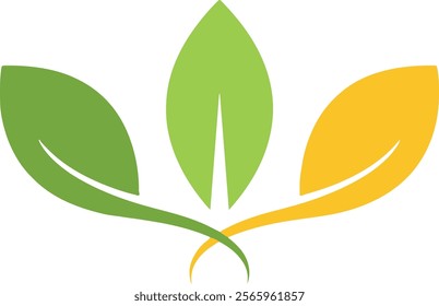 simple geometric three leaf natural symbol logo vector three leaf icon logo. green leaf eco logo template - vector Three green leaf logo. Natural plant symbol.