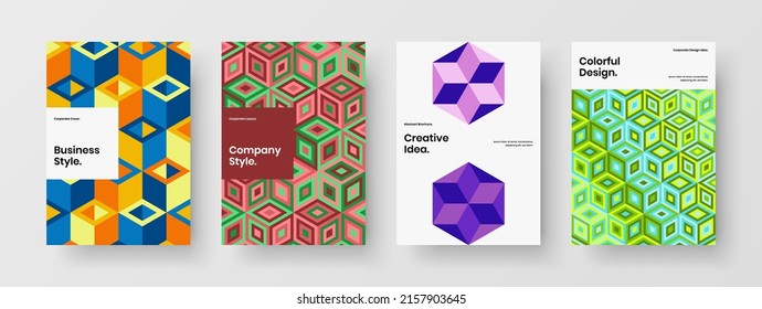 Diseño de folletos de azulejos geométricos sencillos. Colección de ilustraciones de diseño vectorial A4 de volante aislado.