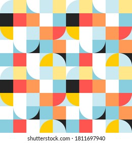 Simple geometric tiles vector texture. Nordic style colorful seamless tiles.