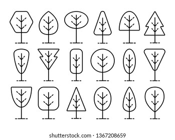 Simple Geometric Tree Symbols Line Icon Stock Vector (Royalty Free ...