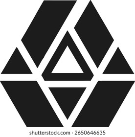 Simple geometric triangle logo design with centered symmetry in black
