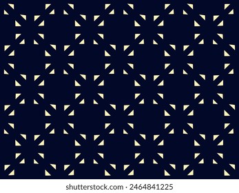 Simple geometric triangle shape pattern abstract motif classic blue minimal background. Repeating small element modern fabric design textile swatch ladies dress, man scarf, shirt all over print block.