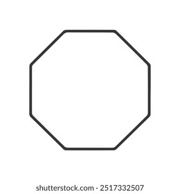 Ilustração vetorial geométrica simples de um contorno de octógono com linhas limpas. Perfeito para design gráfico, logotipos e materiais educacionais.