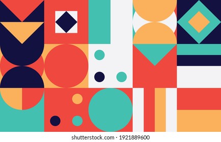 Simple geometric vector pattern. Bright color palette.