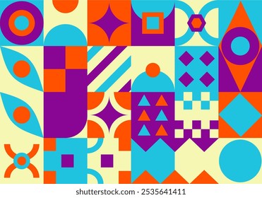 Simple geometric vector pattern. Bright color palette.