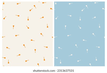 Simple Geometric Vector Pattern with Falling Spots Isolated on a Beige and Light Blue Background. Abstract Irregular Hand Drawn RGB Colors Endless Print. Creative Minimalist Repeatable Design. 