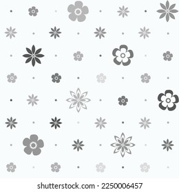 Simple geometric vector seamless pattern with gray theme flowers pattern dot light background design.different flower with textiles,tiles,mosaic,creative gray colour Textile style geometrical design