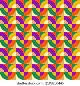 Simple geometric vintage seamless pattern design with swatches options color palette and pattern v3