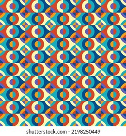 Simple geometric vintage seamless pattern design with swatches options color palette and pattern v3
