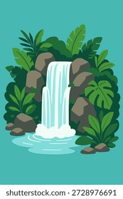 Cachoeira geométrica simples em floresta tropical