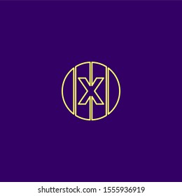 simple geometric X logo letter isolated on purple background design concept, vector illustration.