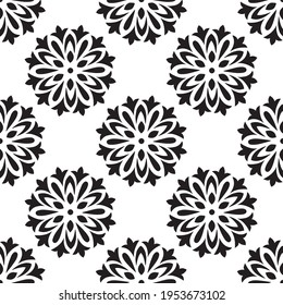 Simple geometrical  circle damask pattern on white