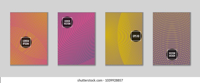 Simple geometrical lines notebook cover vector. Minimalistic notepad cover tile set. Colorful title page design for business notebook, dairy or notepad.