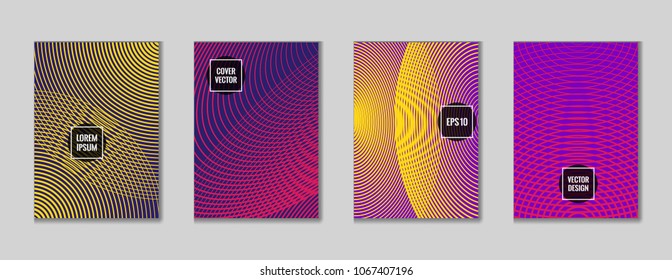 Simple geometrical lines notebook cover vector. Minimalistic notepad cover tile set. Colorful title page pattern for personal notebook, dairy or notepad.