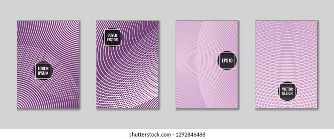 Simple geometrical lines notebook cover background. Minimalistic notepad cover template set. Colorful title page illustration for school notebook, dairy or notepad.
