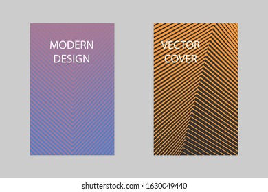 Simple geometrical lines notebook cover background. Minimalistic notepad cover texture set. Colorful title page pattern for journalistic notebook, dairy or notepad.