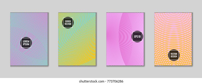 Simple geometrical lines notebook cover vector. Minimalistic notepad cover texture set. Colorful title page background for corporate notebook, dairy or notepad.