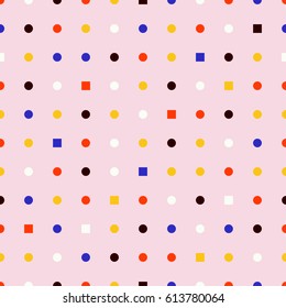 Simple geometrical pattern with dots and squares. Abstract geometry texture with small figures.