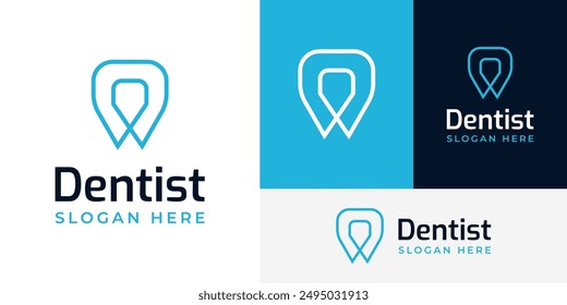 Simple Geometry Dental Dent Dentist Tooth Care Logo Design Branding Template