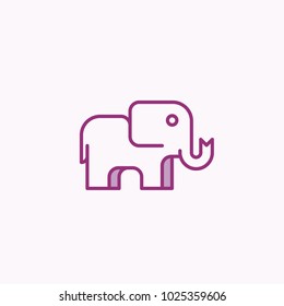 Simple Geometry Elephant Design. Abstract Vector Sign, Symbol or Logo Template. Line Style Animal Silhouette. Isolated.
