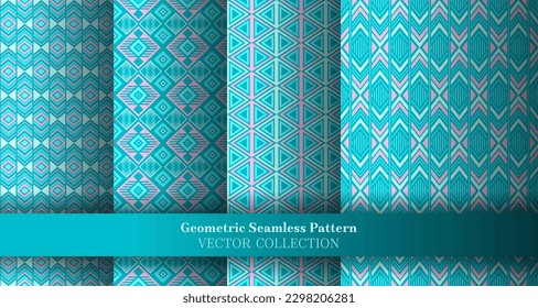 Simple geometry rhombus seamless ornament package. Indian motif ethnic patterns. Rhombus lozenge geometric vector repeating ornament bundle. Cover background prints.