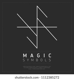 Simple geometry of white magic symbol of myth culture on gray background