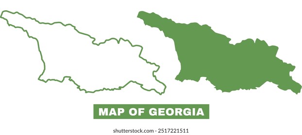 Simple Georgia Outline Flat Map vector illustration set