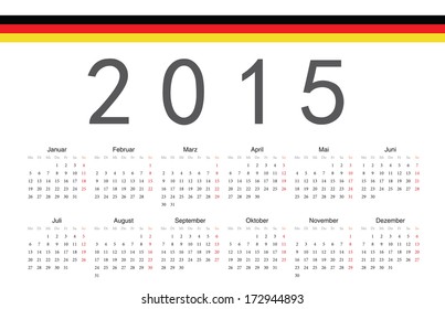 Simple German 2015 year vector calendar. Week starts from Monday.