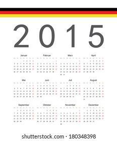 Simple german 2015 year vector calendar. Week starts from Monday.