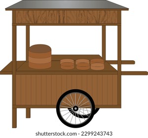 Simple "gerobak" street food food stalls. Vector illustration of traditional Indonesian, and Southeast Asia. EPS 10