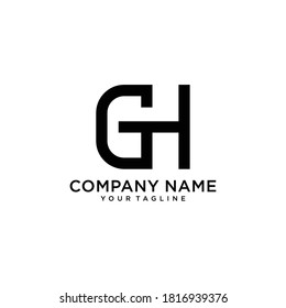 diseño simple del logotipo de la letra GH con idea vectorial monocromática moderna