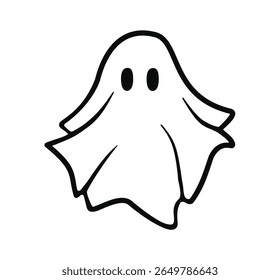 Ícone de fantasia fantasma simples com olhos para ilustração vetor de Halloween. Imagem de clipart isolada no plano de fundo.