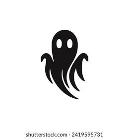 simple ghost horror spooky halloween logo vector illustration template design