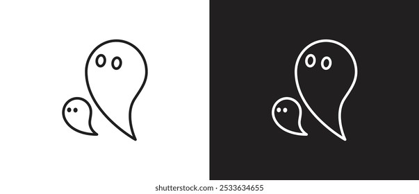 Simple ghost icon. Icon of cute ghost characters with outlined style, Halloween ghost icon, October party scary clipart, Ghost vector illustration in black and white background. Editable stroke