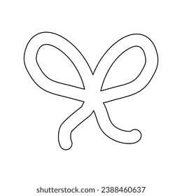 Simple gift bow, doodle style flat vector outline for coloring book