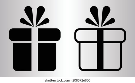 Simple gift box fill icon. Stroke pictogram. Vector illustration isolated on a white background.