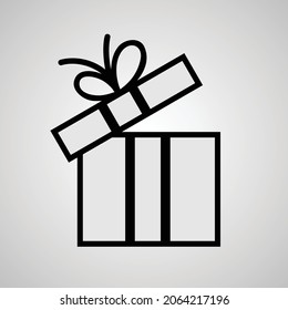 Simple gift box line icon. Stroke pictogram. Vector illustration isolated on a white background.