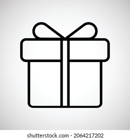 Simple gift box line icon. Stroke pictogram. Vector illustration isolated on a white background.