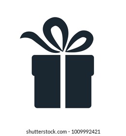 Icono de vector de caja de regalo simple. Elemento de diseño de color único aislado en blanco. Regalo y recepción, fiesta, cumpleaños, concepto de celebración.