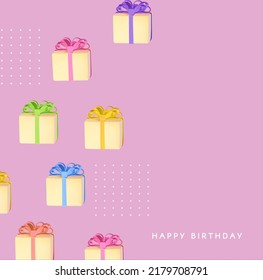 Simple gift boxes on pink background. Happy Birthday! Sale, wedding, anniversary, sale and other holiday design.
